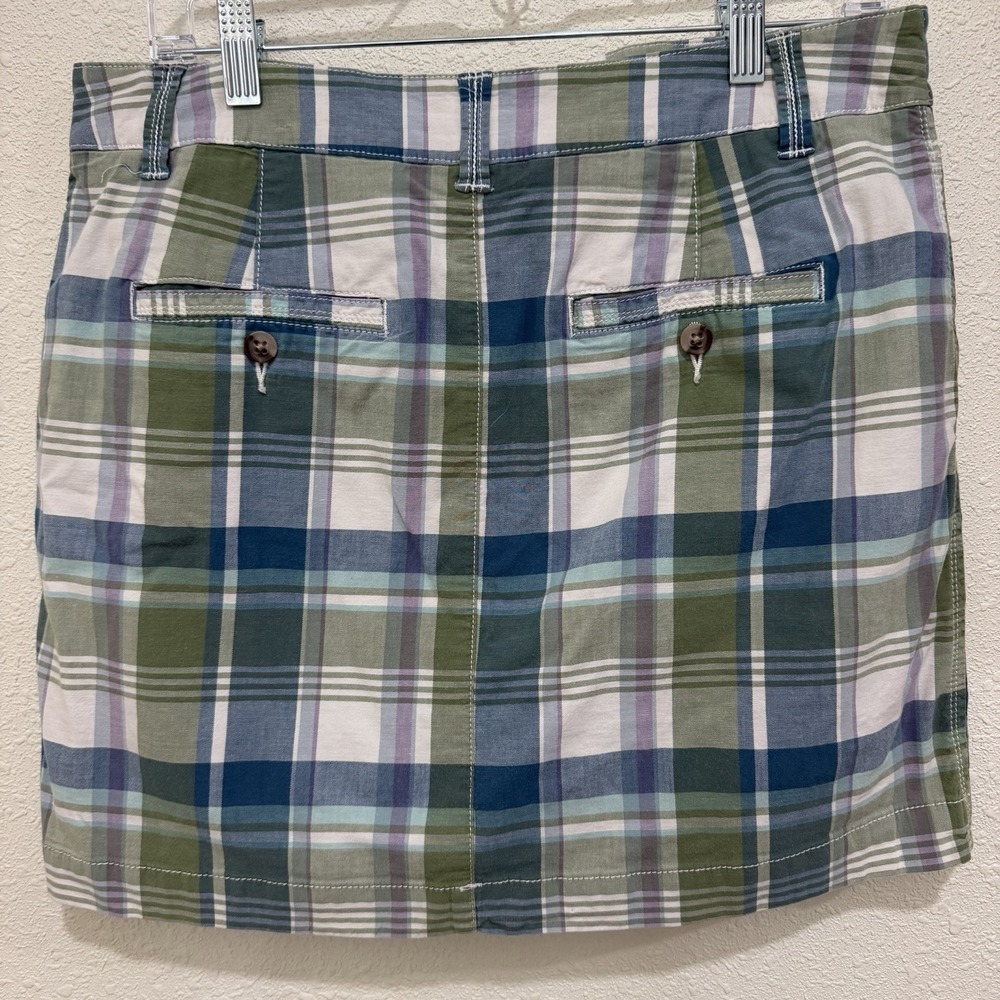 Sonoma Plaid Skort Women's size 10 Y2K Academia Pockets Green Blue Cotton - Picture 5 of 7